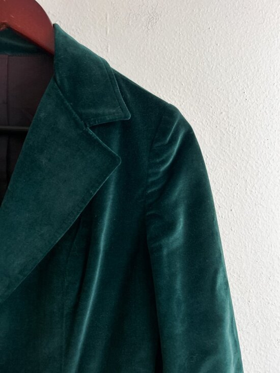 VINTAGE Deep Emerald Green Velvet Structured Blazer - Picture 4 of 7